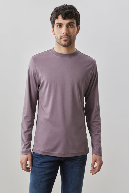 Men's Pima Cotton Long Sleeve Tee in Evening Purple