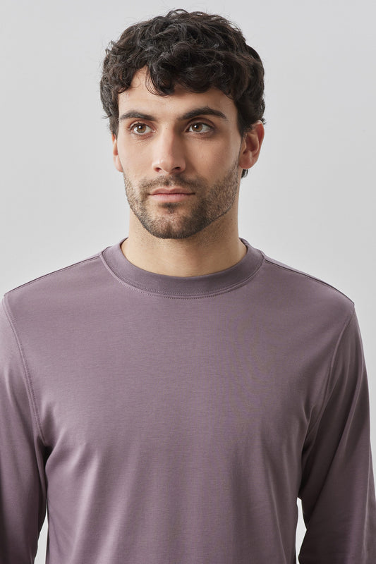 Men's Pima Cotton Long Sleeve Tee in Evening Purple