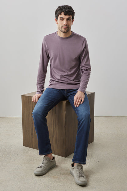 Men's Pima Cotton Long Sleeve Tee in Evening Purple